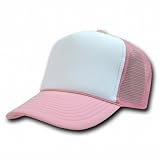 PINK AND WHITE MESH TRUCKER STYLE CAP HAT CAPS HATS ADJUSTABLE