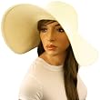 50 UPF Plain Blank Beach Summer Xtra Wide 5-3/4" Brim Floppy Sun Hat Cap Ivory