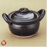 小型鍋（万古焼）<BR>黒陶刷毛目４号多用深鍋<BR>W16xD12.5xH10.5cm
