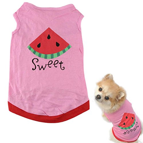 HP95(TM) New Summer Cute Small Pet Dog Puppy Cat Clothes Watermelon Printed Pink Vest (XS)