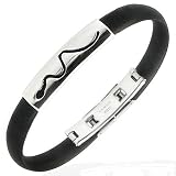 New Black Rubber Bracelet with Stainless Steel Snake Design, Length 22cms.