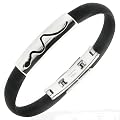 New Black Rubber Bracelet with Stainless Steel Snake Design, Length 22cms.