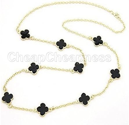 10x Hot Sale Women Necklace Enamel Lucky Four Leaf Clover Long Pendant Ussp