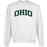 NCAA Ohio Bobcats White Arch Applique Crew Neck Fleece Sweatshirt