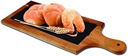 PHEENX Household - Bamboo &amp; Slate Serving Board, for Cheese, Meats, Appetizers - Medium (6 IN)