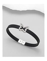 Butterfly Rubber CZ Bracelet In 92.5 Sterling Silver