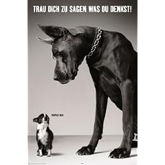 Empire 392107 Hunde - Trau dich was zu sagen - Tier-Poster schwarz-weiss Foto - Gr�sse 61 x 91.5 cm