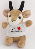 Produkt-Bild: Pl&uuml;sch Ziege Schl&uuml;sselhalter mit T-shirt mit Aufschrift Ich liebe Hartmann