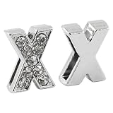 Watch&Jewellery Online Shop Ranking 4416. 5 Pcs Rhinestone Inlaid Letter X Party Necklace Pendants Silver Tone