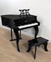 Black Childs Wood Toy Grand Piano with Bench Kids Piano 30 Key