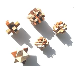Wooden Brain Teaser Puzzles Set of 3 Assorted Eco Friendly Toy