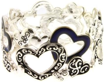 A Mood Sone Stretch Hearts Bracelet, With Beautiful Heart Designs , 1.33" Wide, Sold Individual