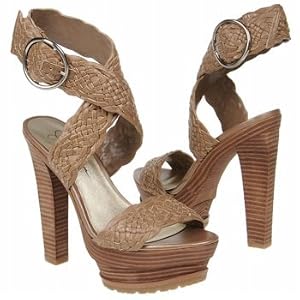 JESSICA SIMPSON Stone Platform Sandal High Heel Woven Leather Pump Womens Shoes Deep Taupe