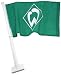 Werder Bremen Autofahne. Hochwertig verarbeitete Autofahne. Besonders strapazierf�higes 
Fahnenmaterial (120 D Polyester). 4-fach abgen�hter Rand gegen Ausfransung. Besonders stabiler 
Kunststoffstab als Halterung mit rei�fester Ummantelung.