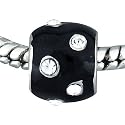 Pandora Bead & Bracelet Fit - Black Enamel With Austrian Crystals European Charm Beads