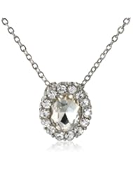 Nina Beth Single Oval Halo Pendant Necklace, 18"