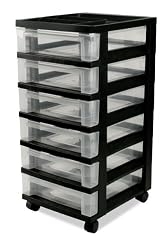6 Drawer Chest with Compartment Top (Black) (26.188"H x 12.125"W x 14.375"D)