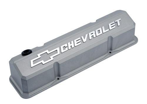 Proform Parts 141-925 Chevrolet & Bowtie Emblem Die-Cast Valve Covers, Slant-Edge, Raised Emblem