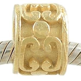 14K GP Sterling Silver Scroll and Dots Bead fits European Charm Bracelet
