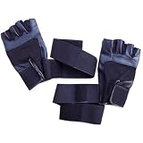 Full Leather Weight Lifting Glove Training Gloves with Wrist Wraps Large