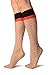LissKiss Nude With Black Polka Dots & Red Stripe Top Knee High Socks - Socks