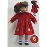 Red Velvet Dress with Appliqued Reindeer. Fits 18" Dolls Like American Girl®