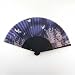 Japanese Silk Handheld Fan, Blue Small Flowers with Butterflies HF85