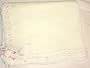 Knitted White Cotton Finished Hand Crochet with White Chenille Girls Blanket Trimmed with Pink Ribbons