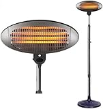 3 Setting 2KW Outdoor Free Standing Quartz Electric Garden Free Standing Patio Heater 2000W Waterproof