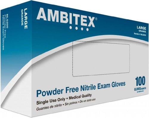 Ambitex Nitrile Select Powder-Free Exam Gloves Large Case