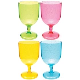 French Bull Glitter Acrylic Goblet Set, Set of 4