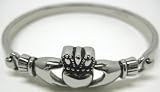Ladies Stainless Steel Claddagh Bangle Bracelet Irish