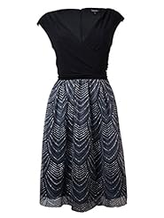 V-neck Cap Sleeves Jersey/Polyester Mesh Glittering  Dress