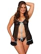 Plus Size Sheer Babydoll Sexy Black Lingerie