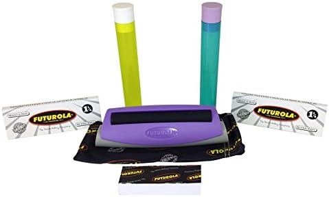 Bundle - 6 Items - Futurola 1 1/4 Rolling Machine with Papers, Tips and RPD Doob Tubes - Purple