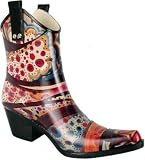 Nomad Yippy Low Red Paisley Rain Boots Rubber Womens Western Cowboy