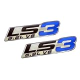 2x (pair set) LS3 6.2L V8 Blue Engine Emblems Badges Highly Polished Aluminum Chrome... by Unknown