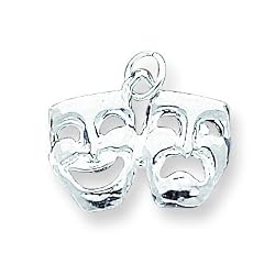 Sterling Silver Comedy/Tragedy Charm with 20 inch Sterling Silver Chain