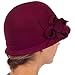 Womens Bernadette Vintage Style 100% Wool Cloche Bucket Winter Hat with Flower Accent