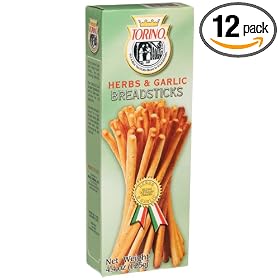 Torino Herbs and Garlic Regular Breadsticks, 4.4-Ounce Boxes (Pack of 12) by Torino
