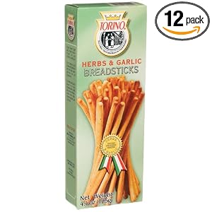 Torino Herbs and Garlic Regular Breadsticks, 4.4-Ounce Boxes (Pack of 12) by Torino