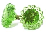 Green Bead Glass Cupboard & Drawer Pulls, Cabinet & Drawer Knobs 10pc ~ Style #IK209 Shabby Depression Pressed Green Glass Cabinet Knobs with Brass Hardware