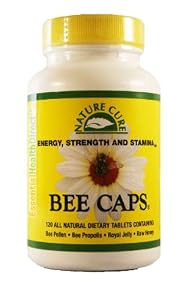 Bee Caps Pollen Propolis Royal Jelly Raw Honey 4 in 1 120 Caplets 100% money back guaranteed Supplement for Energy Strength Stamina Natural Nutrition for Healthy Diet Protein Vitamins Minerals Chewable Nature Cure EHD Health from the Hive