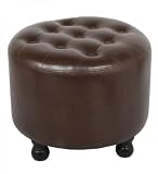20-Inch Round Faux Leather Ottoman (Dark Brown) (16H x 20W x 20D)