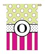 Monogram Peppy Pink & Green Polka Dot Double Sided Garden Size Flag - O Monogram Peppy Pink & Green Polka Dot Double Sided Garden Size Flag - O