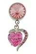 Non-Piercing Belly Button Ring Surgical Steel w/ Swarovski CZ Crystal Set - Heart Dangle - Pink