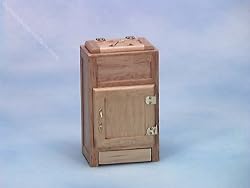 Dollhouse Miniature Oak Wood Vintage IceBox or Refrigerator