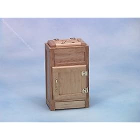 Dollhouse Miniature Oak Wood Vintage IceBox or Refrigerator