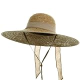Palm Straw Large Brim Hat - Natural Ribbon W35S22B