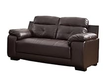 Big Sale Homelegance 9718BRW-2 Upholstered Brown Bonded Leather Love Seat